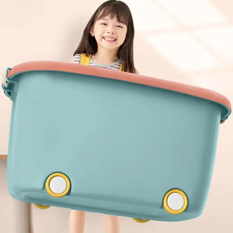 Eco-Friendly Children's Toy Storage Box with Wheels