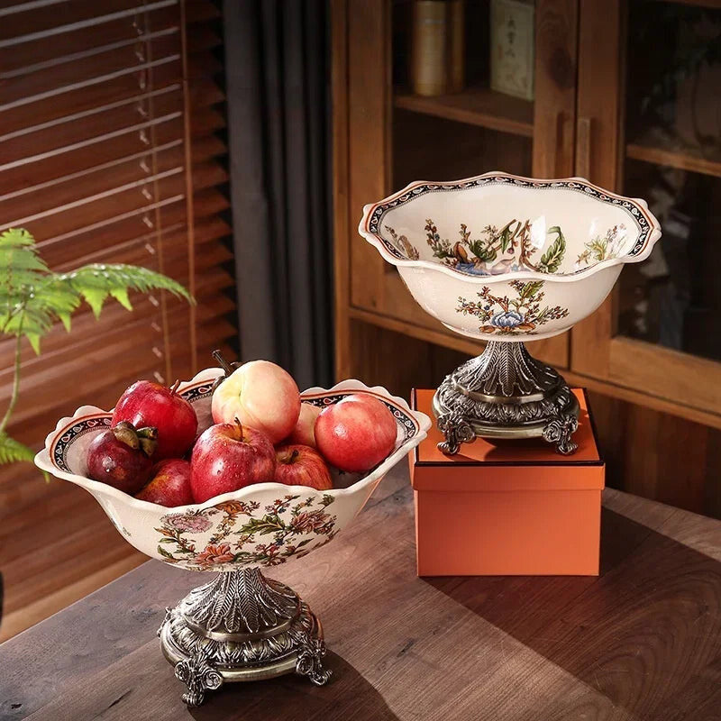 Elegant European Ceramic Fruit Bowl