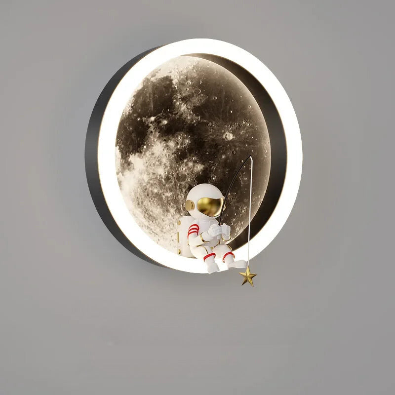 Enchanting Astronaut Moon LED Wall Lamp for Kids