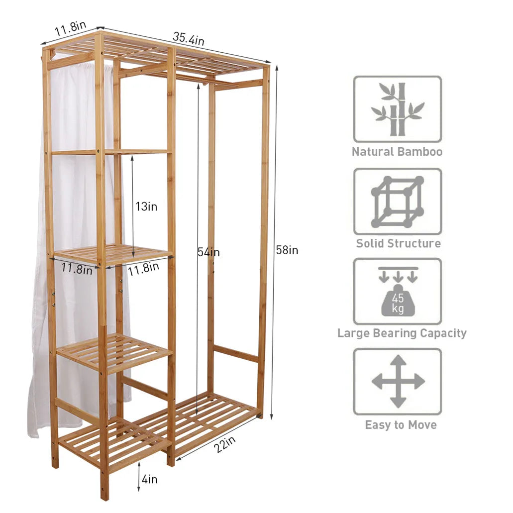 Bamboo Wood Clothing Rack