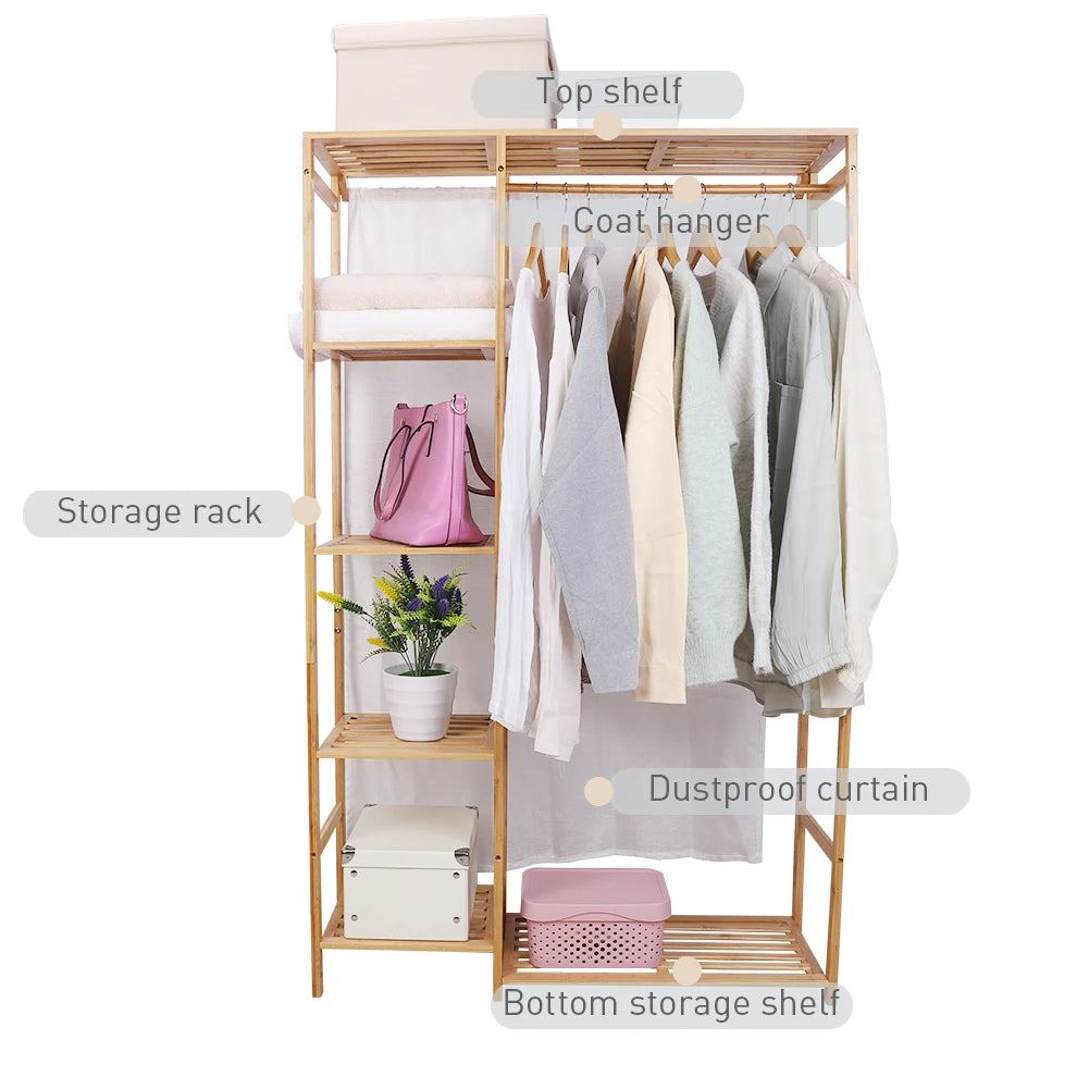 Bamboo Wood Clothing Rack