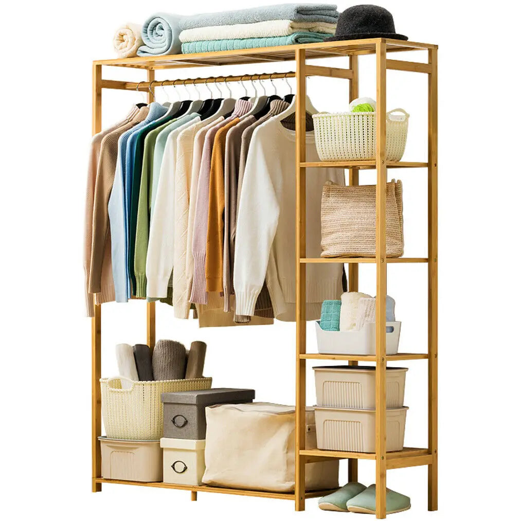 Bamboo Wood Clothing Rack