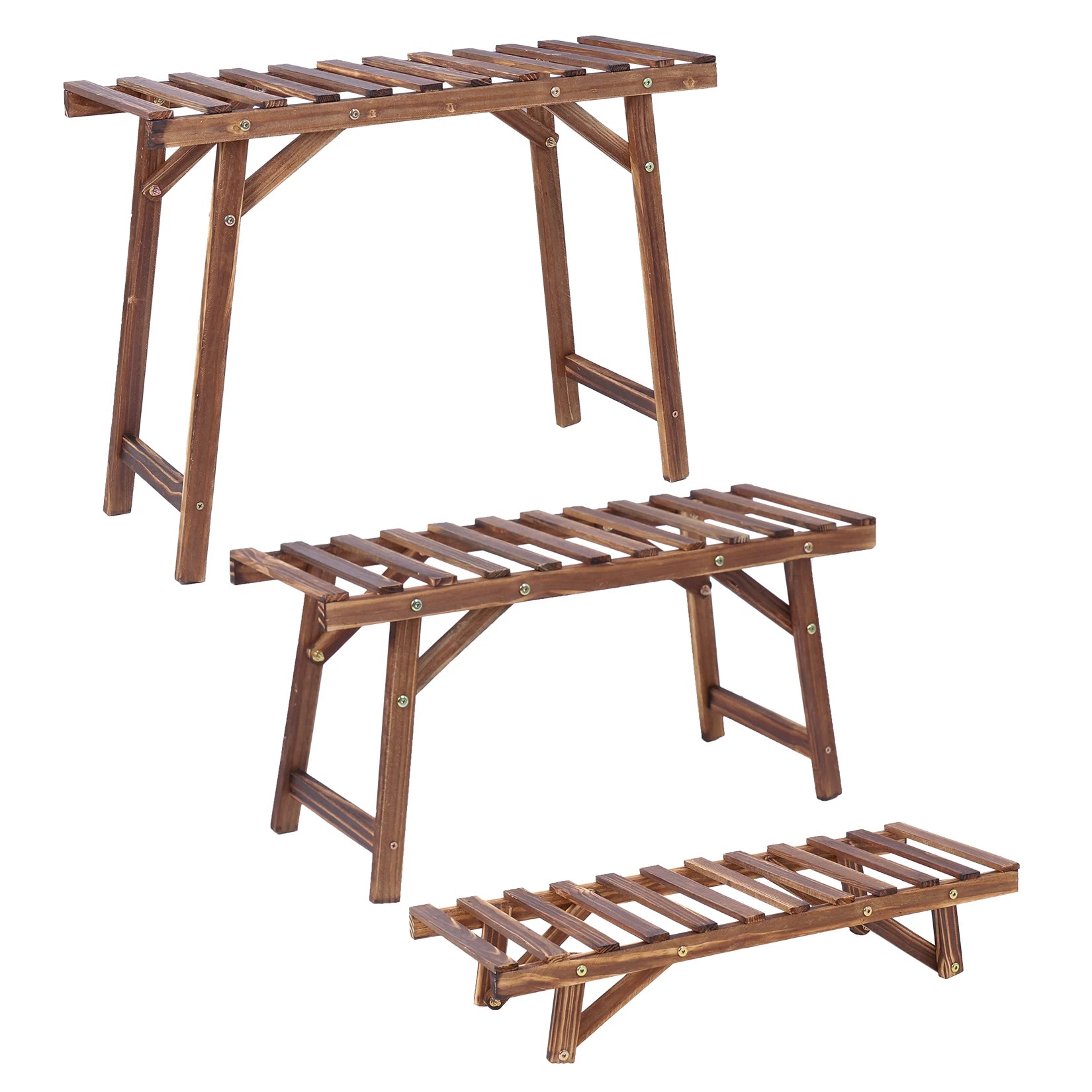 3 Tier Wooden Ladder Plant Stand