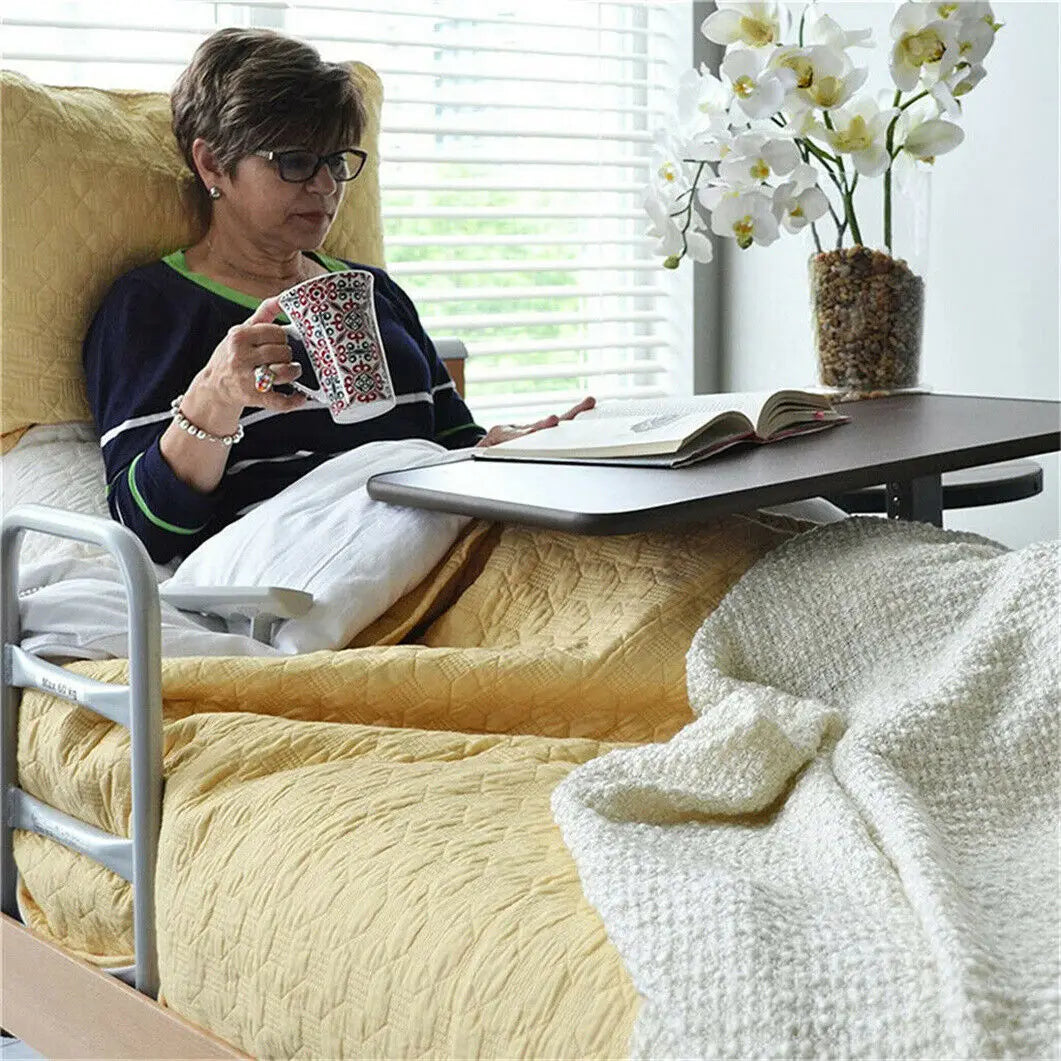 Versatile Adjustable Overbed Table with Hidden Wheels