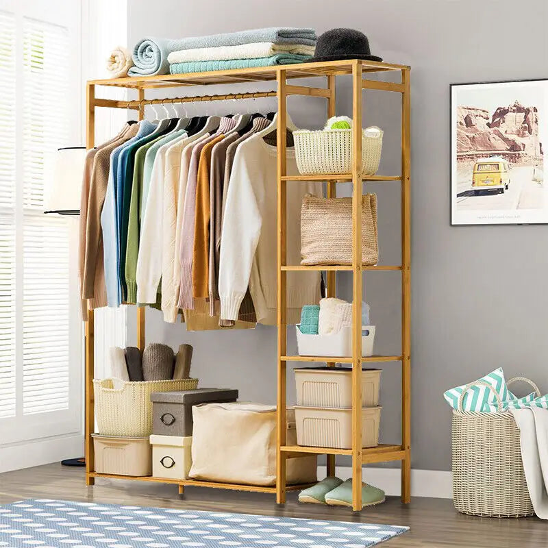 Bamboo Wood Clothing Rack