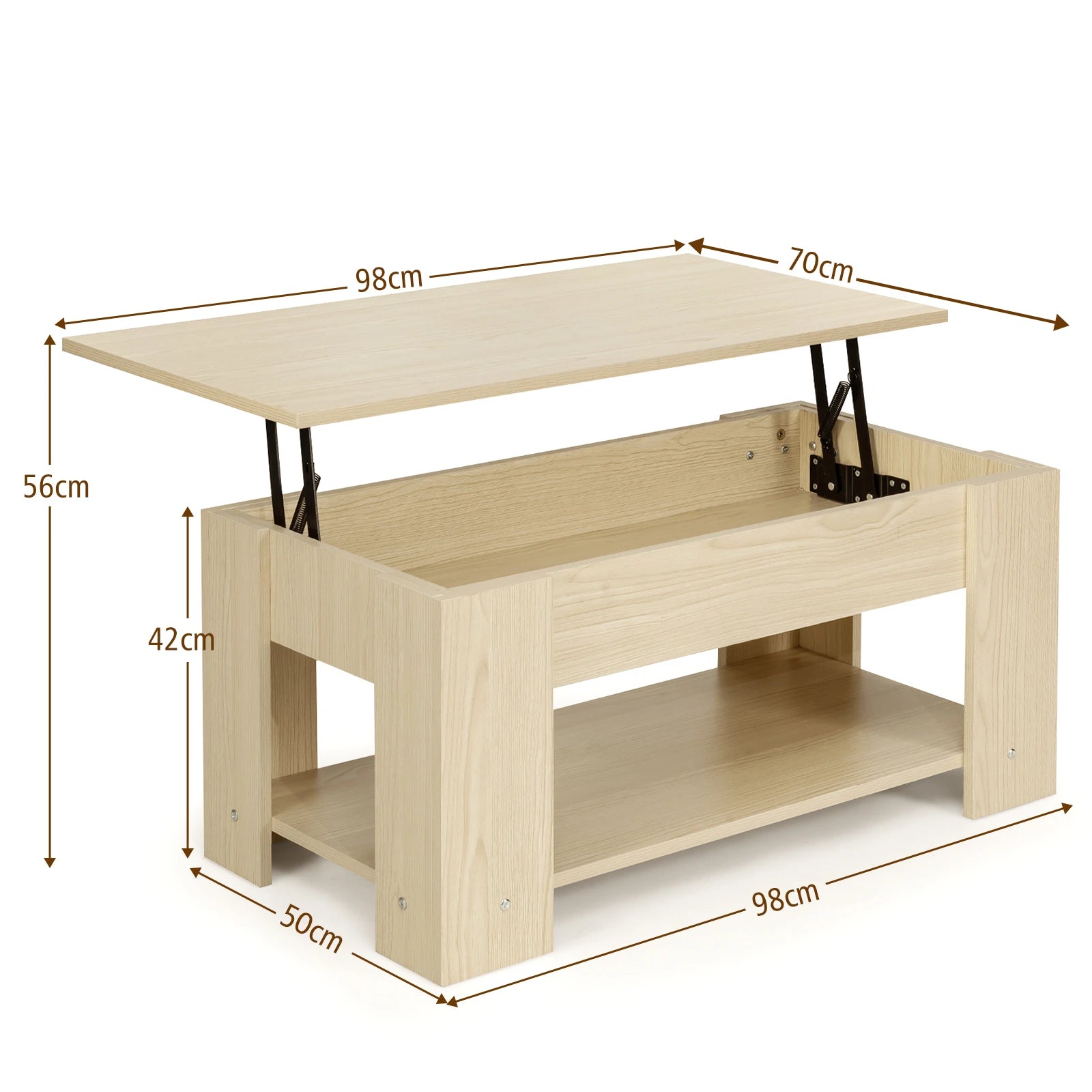 Elegant Height Adjustable Coffee Table with Storage