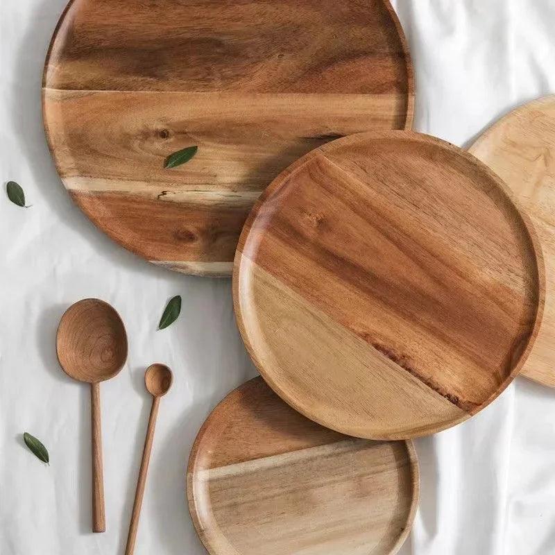 Round Natural Wood Tray