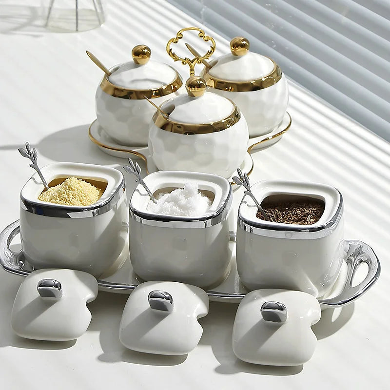 Elegant European Ceramic Seasoning Jar Set