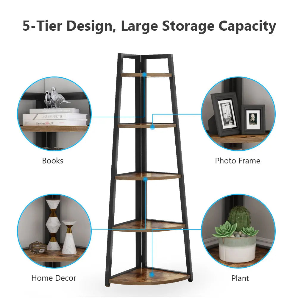 Elegant Corner Bookcase Shelf - Space-Saving Design