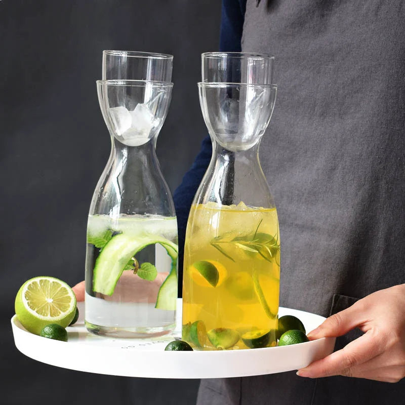 Elegant Nordic Glass Water Bottle & Tea Cup Set