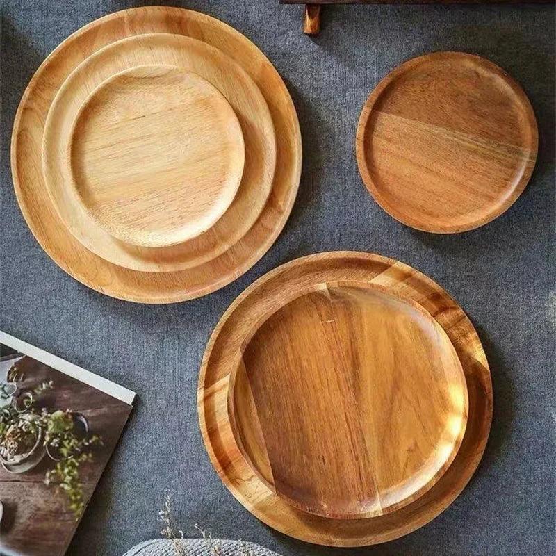 Round Natural Wood Tray