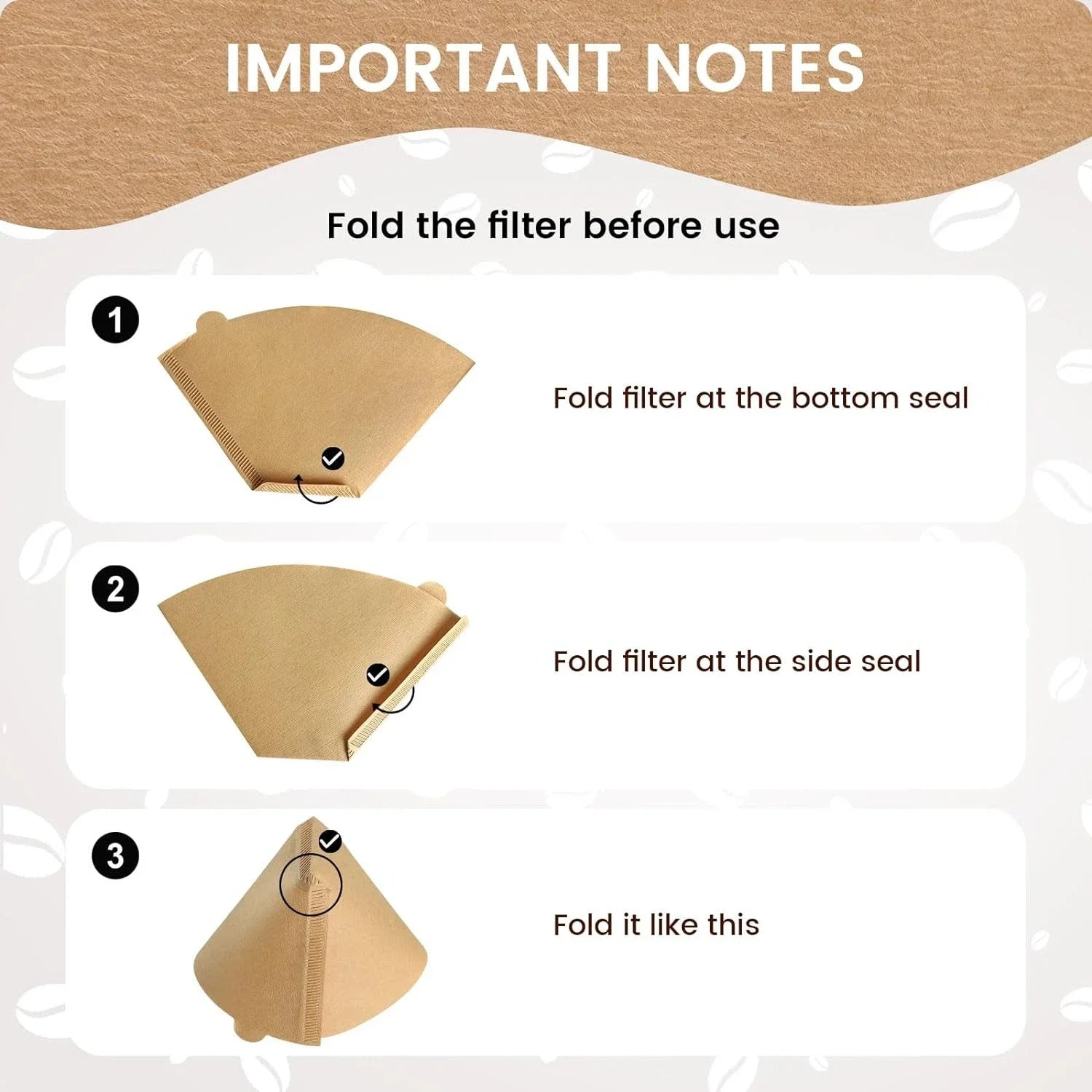 Natural Unbleached Coffee Filters - 100 Pcs Cone