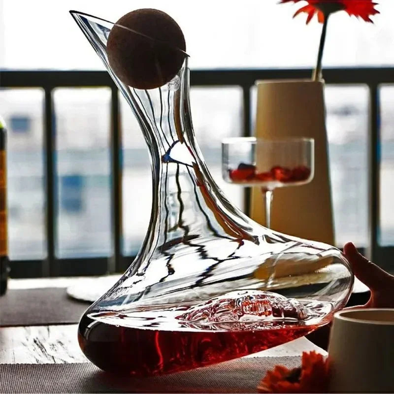 Elegant Crystal Wine Decanter with Artistic Design