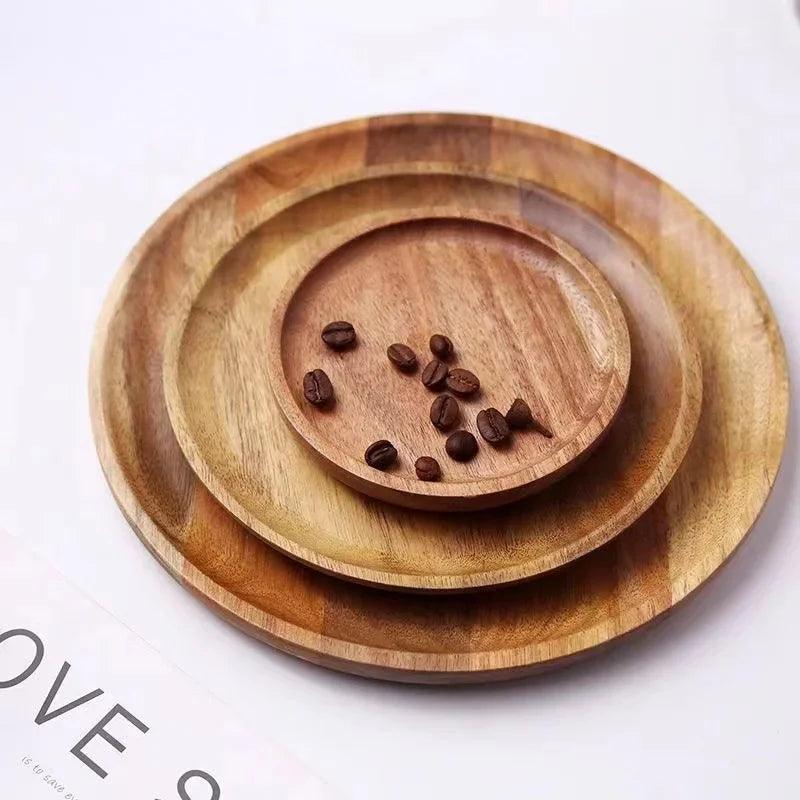 Round Natural Wood Tray