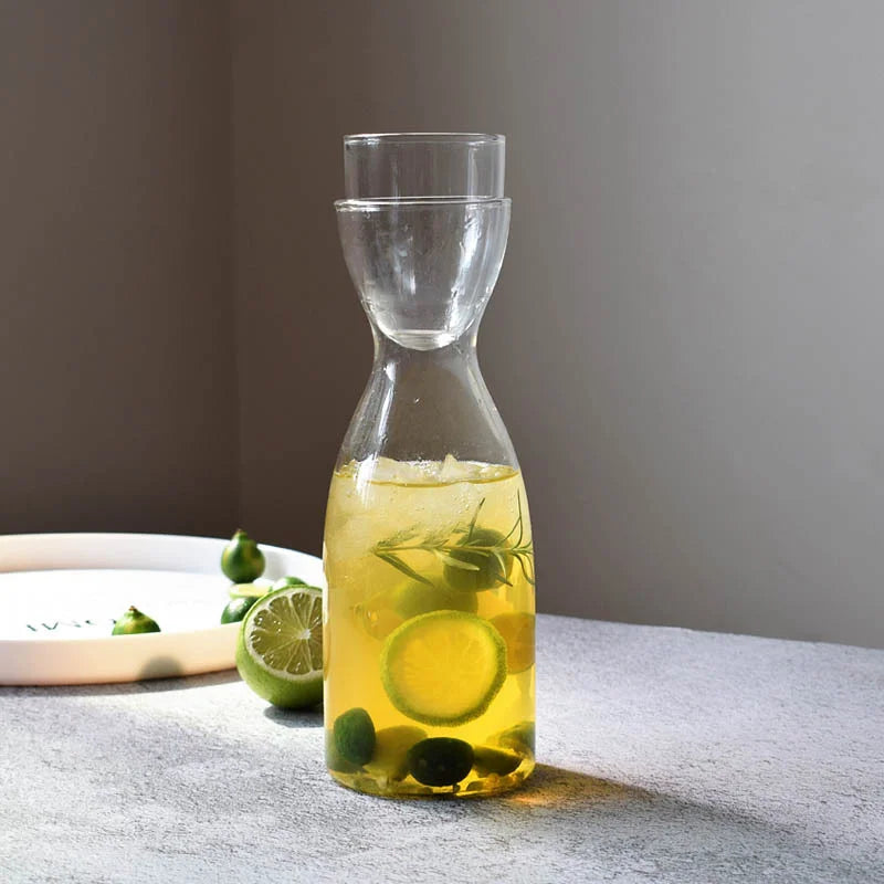 Elegant Nordic Glass Water Bottle & Tea Cup Set