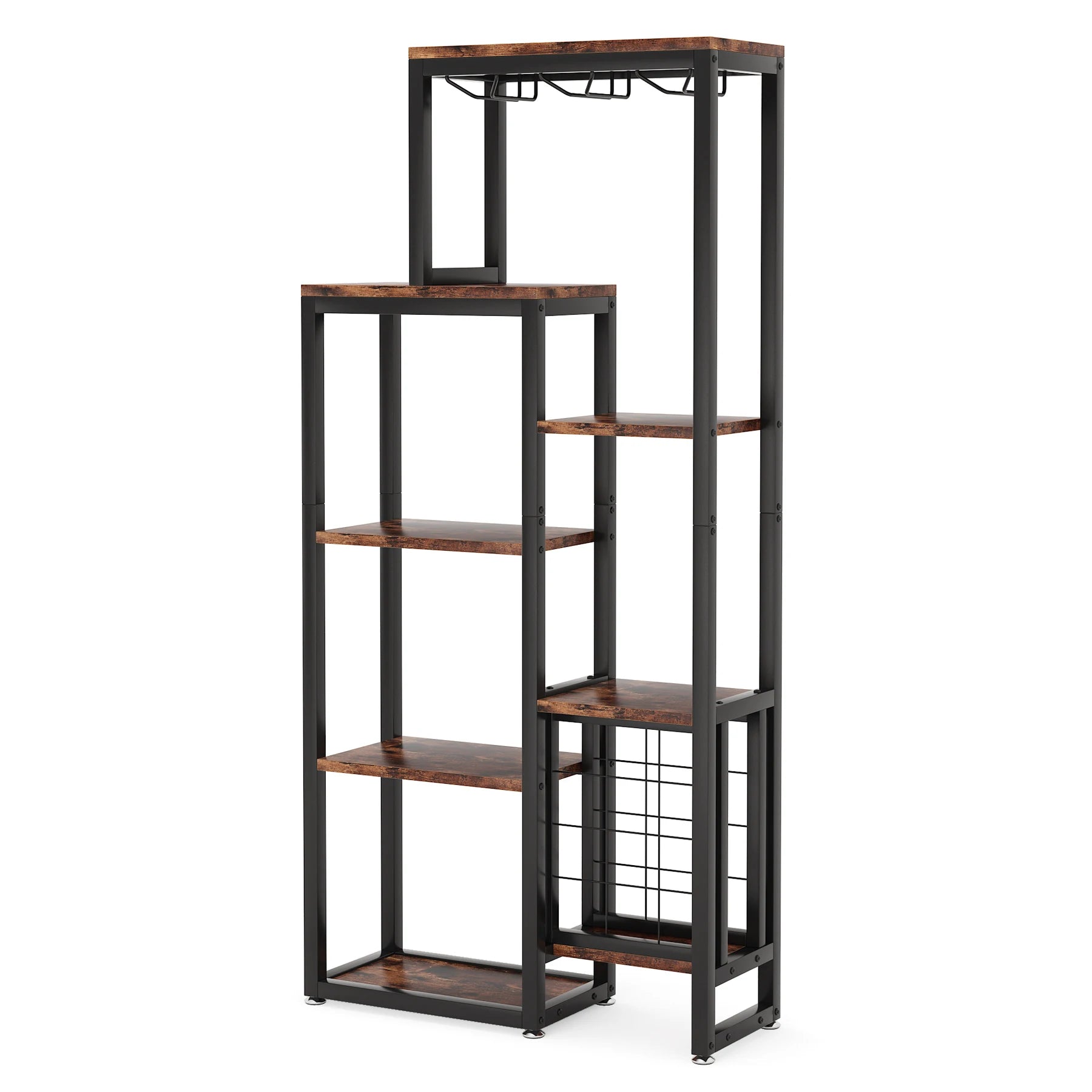 Tier Wine Rack with Glass Holder & Storage