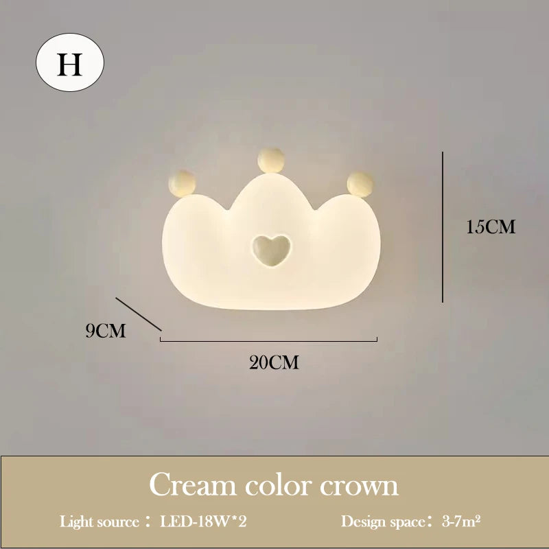 Cute Crown Wall Lamps LED Children's Room Bedside Lamp Pink Princess Room Nursery Girl Bedroom Wall Lights Rabbit Bear Baby Lamp