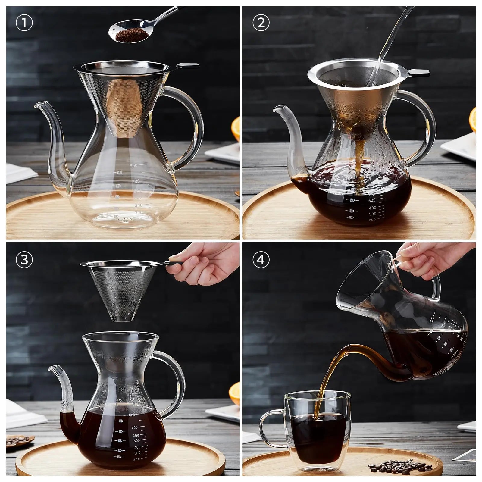 Pour Over Coffee Maker with Stainless Filter