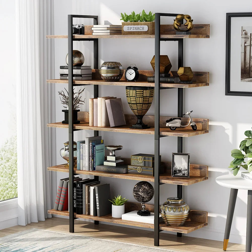 Tier Bookshelf with Iron Frame