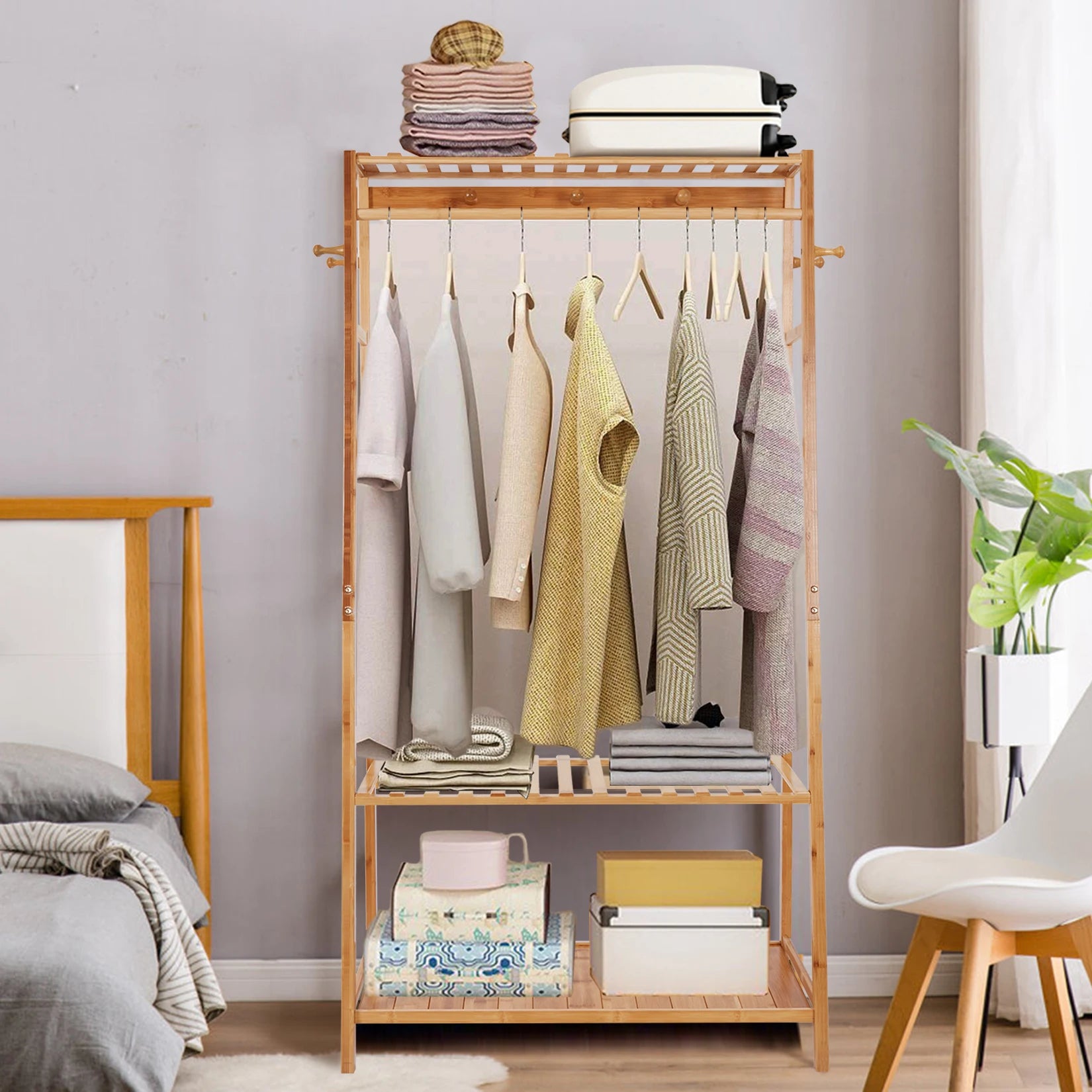 Bamboo Clothes Rail Rack