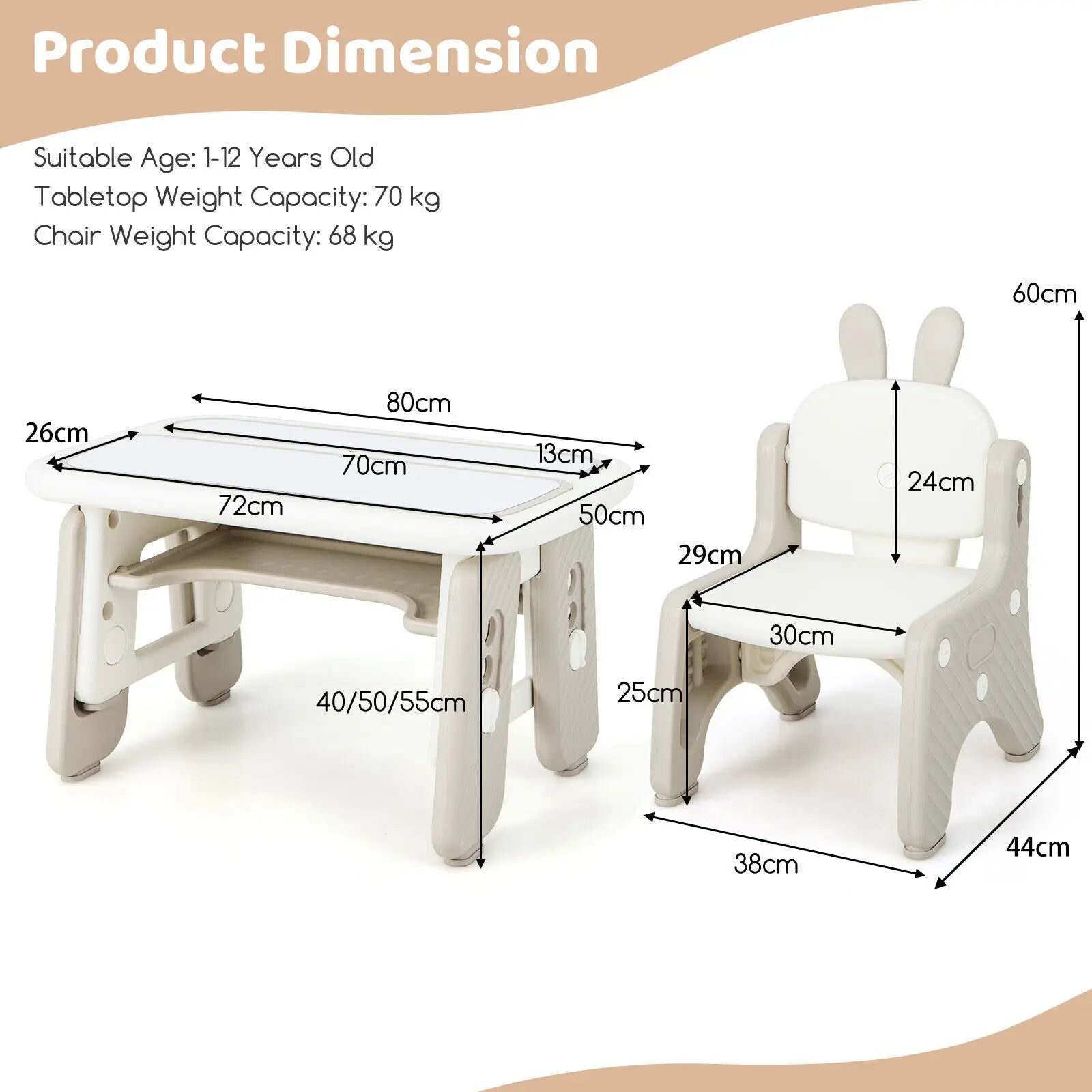 Kids Art Activity Table & Chair Set