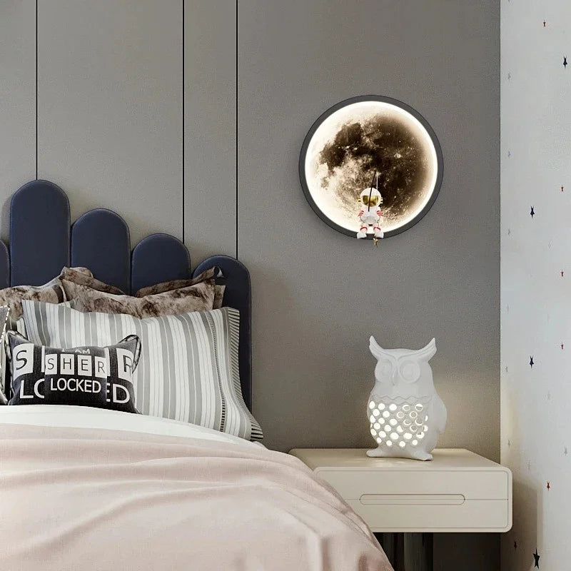 Enchanting Astronaut Moon LED Wall Lamp for Kids