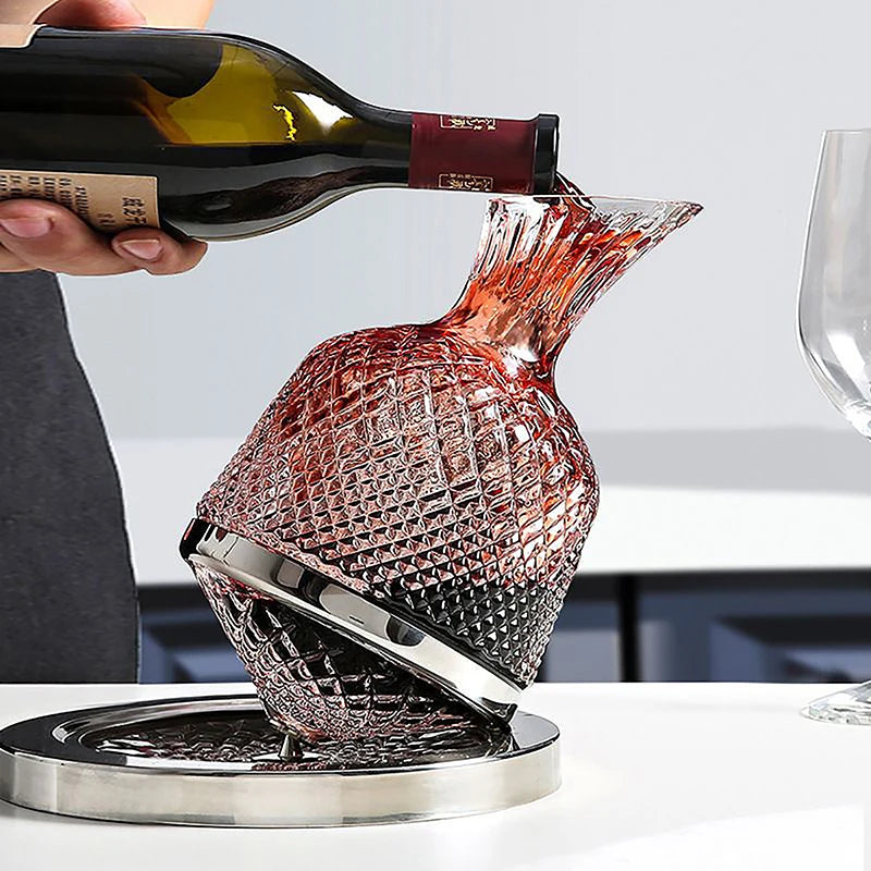 Luxury Crystal Glass 360° Rotating Wine Decanter