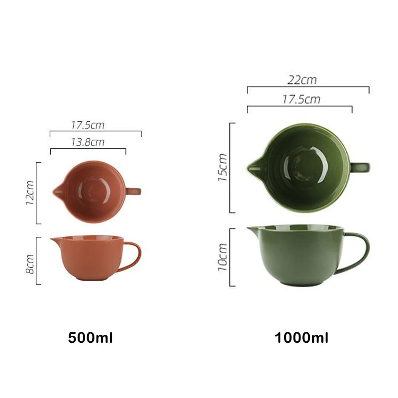 Elegant Ceramic Mixing Bowl with Handle & Spout