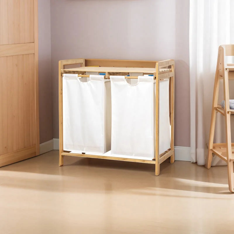 Elegant Bamboo Double Drawer Storage Rack