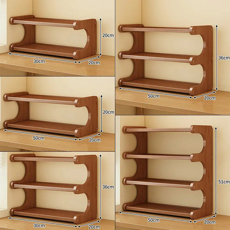 Elegant Bamboo Desktop Organizer Shelf