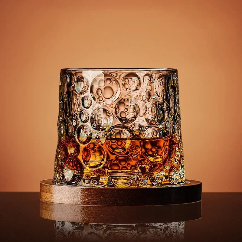 Elegant Rotating Crystal Whiskey Glass