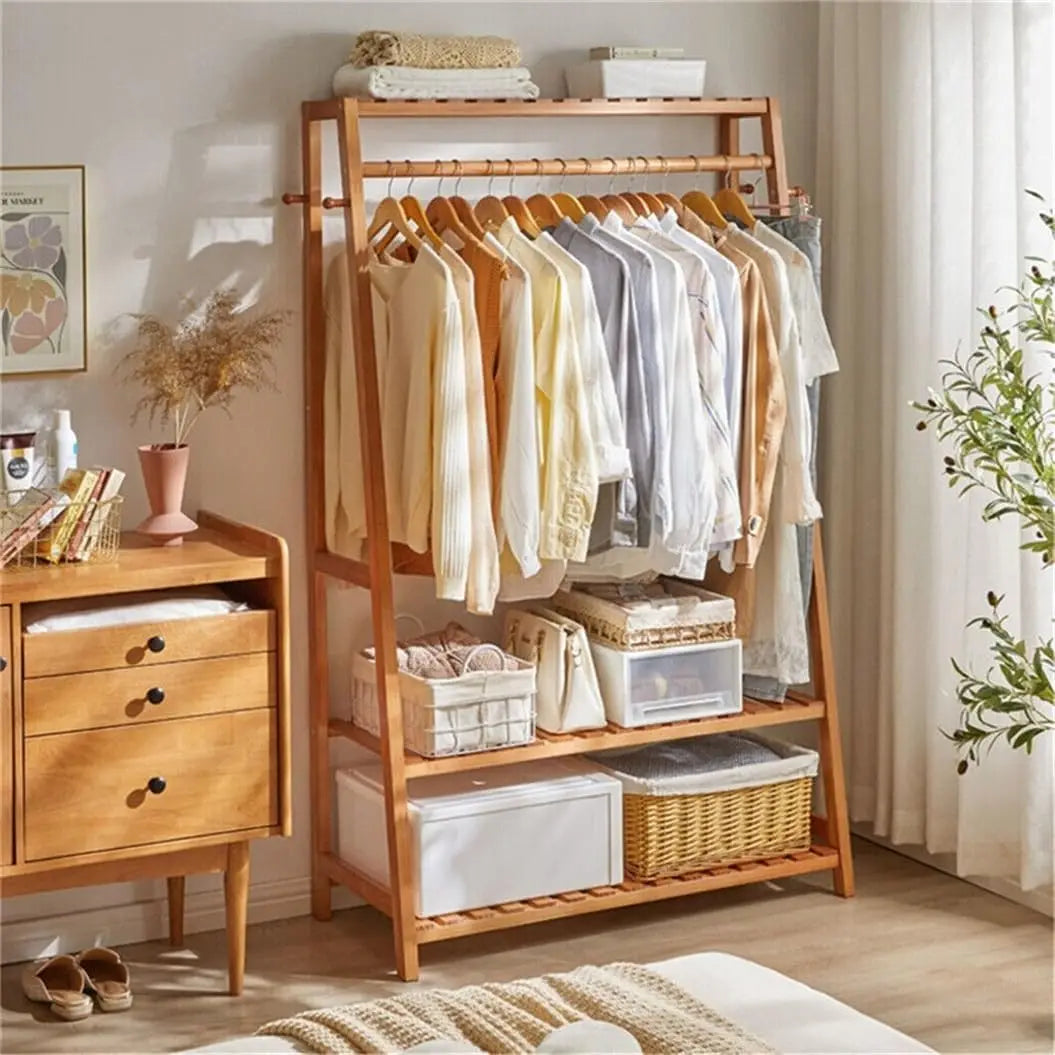 Bamboo Clothes Rail Rack