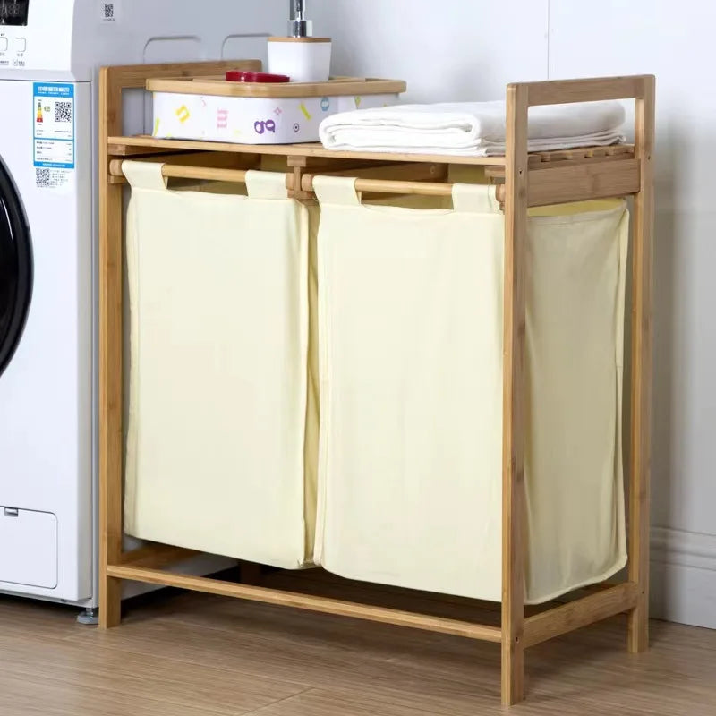 Elegant Bamboo Double Drawer Storage Rack