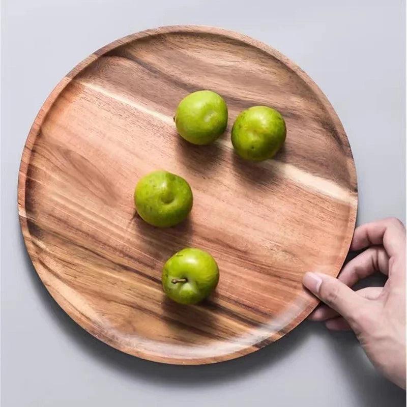 Round Natural Wood Tray