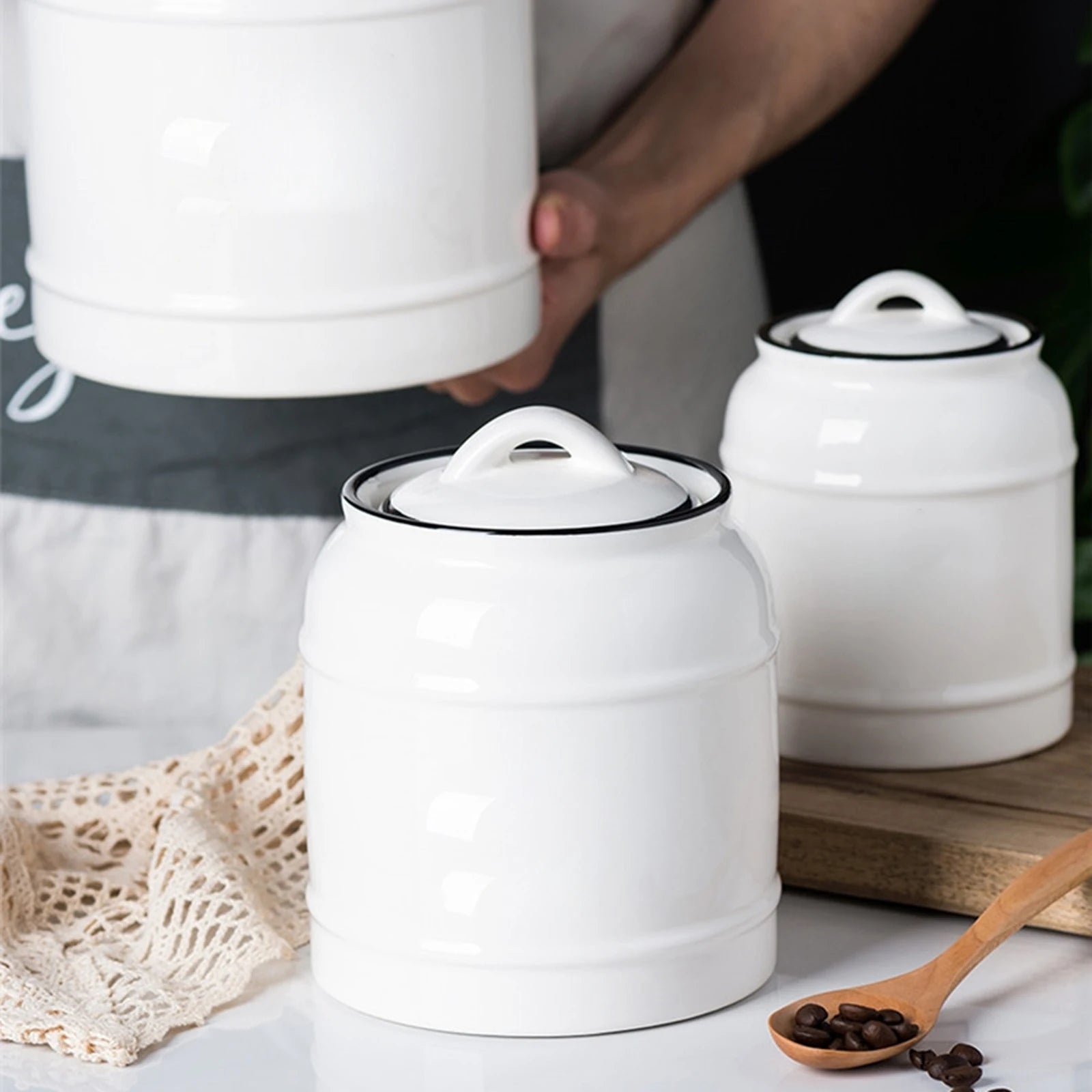 Elegant Ceramic Kitchen Canisters Set