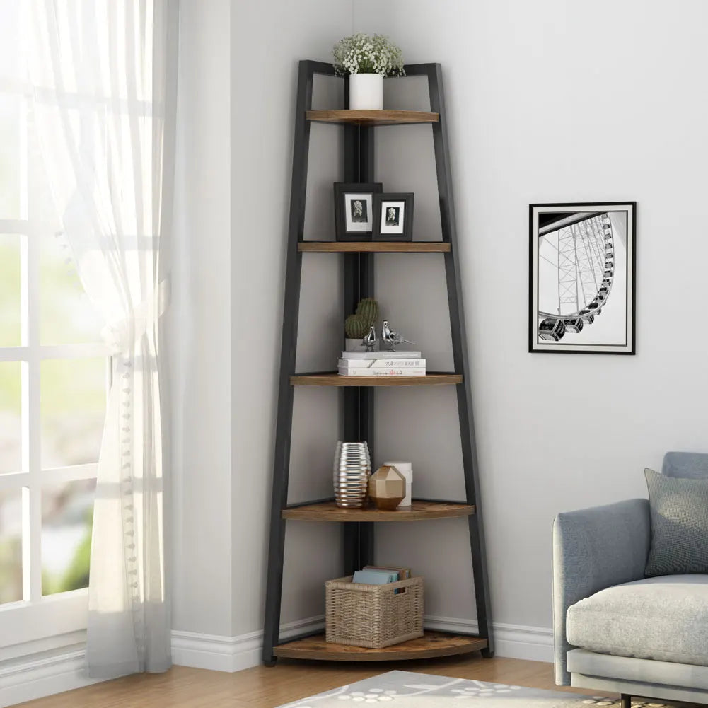 Elegant Corner Bookcase Shelf - Space-Saving Design