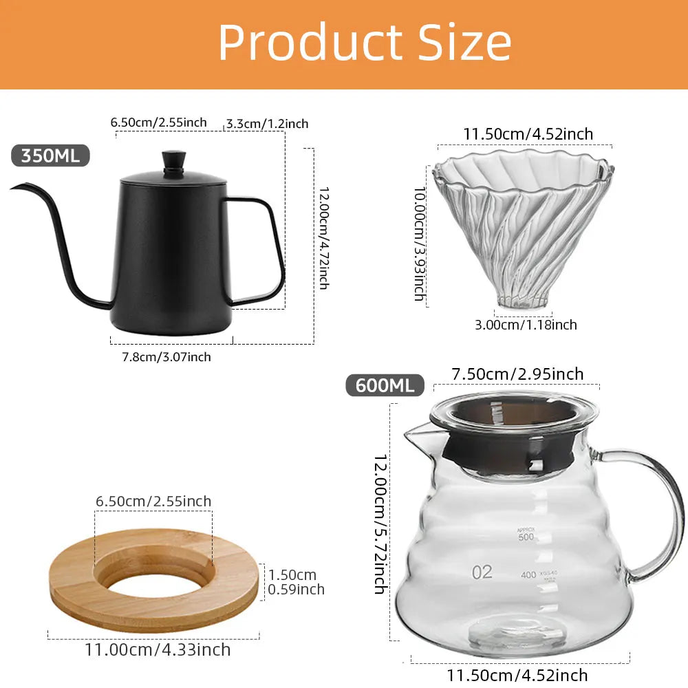 Elegant Glass Coffee Pot Set with Reusable Filter