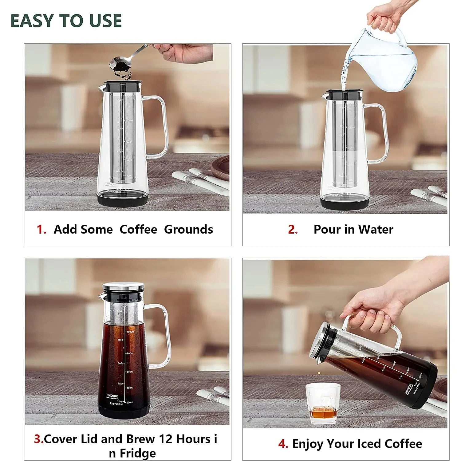 Premium Glass Cold Brew Coffee Maker with Filter