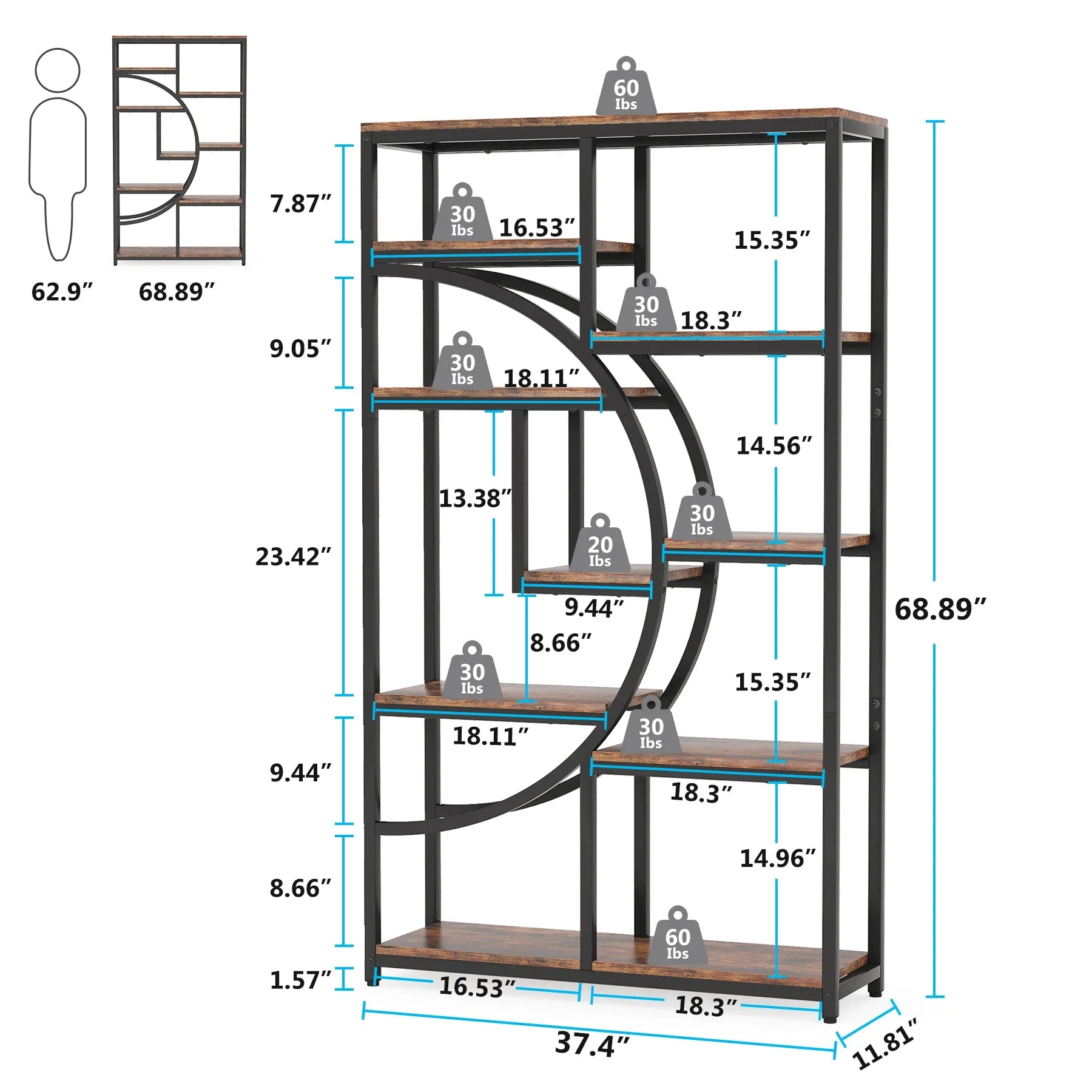 Tier Bookshelf with Geometric Design