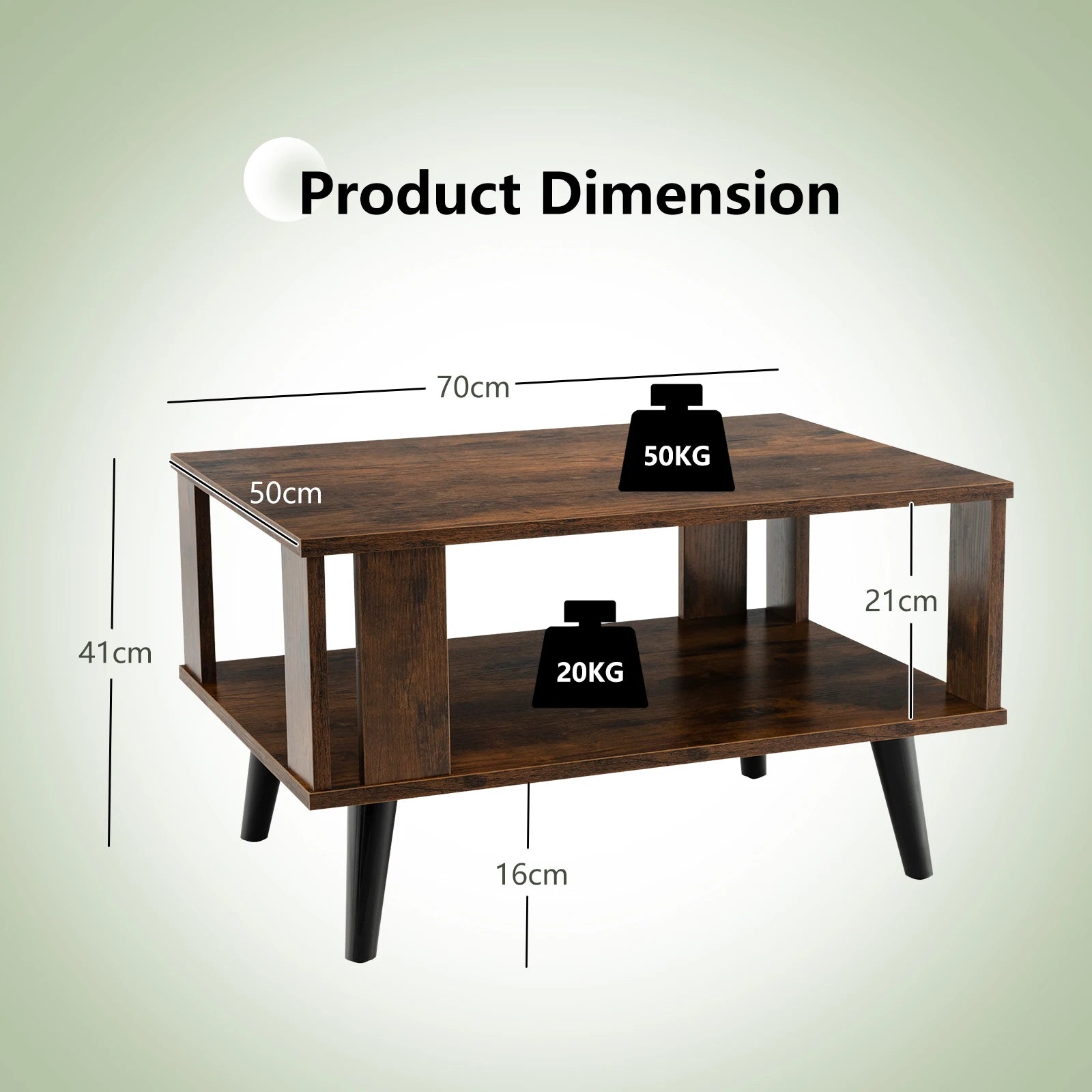 Tier Wooden Coffee Table with Open Storage