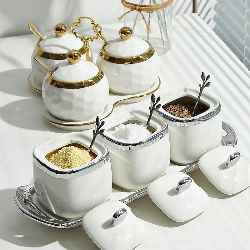 Elegant European Ceramic Seasoning Jar Set