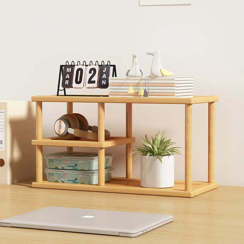 Elegant Bamboo Desktop Bookshelf Organizer