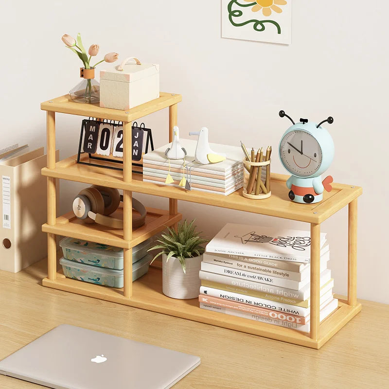 Elegant Bamboo Desktop Bookshelf Organizer