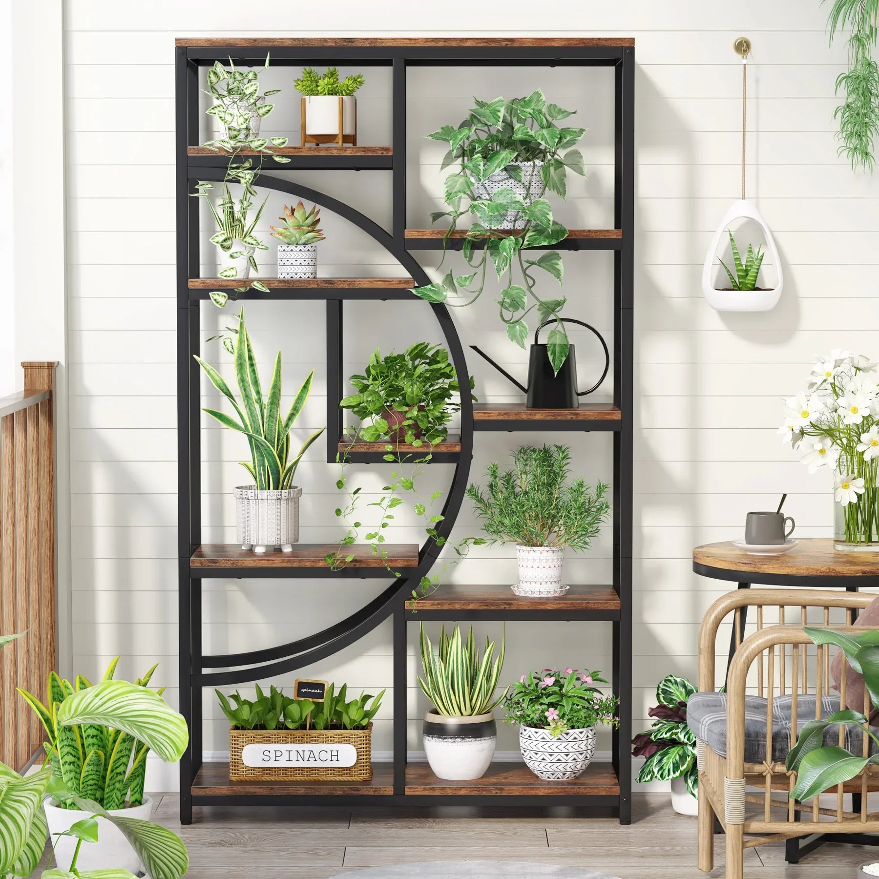 Tier Bookshelf with Geometric Design