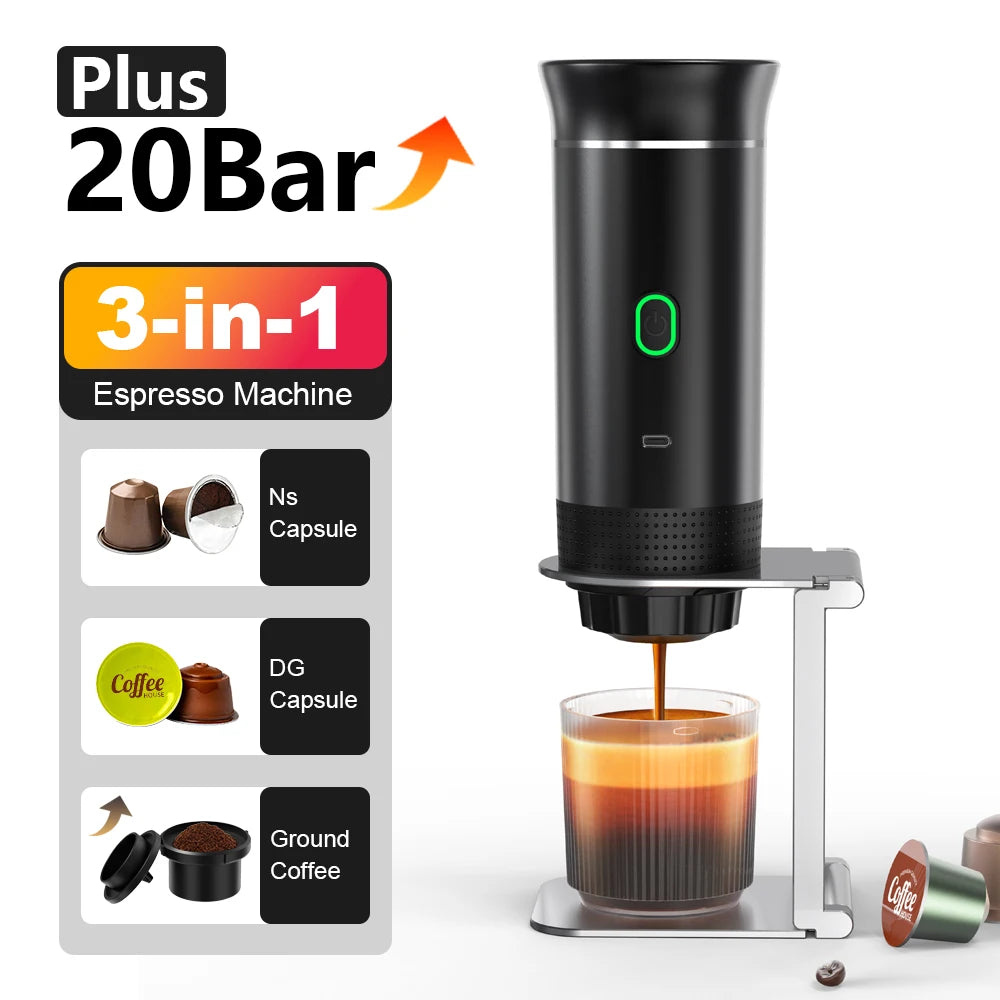 Portable 3-in-1 Espresso Coffee Maker for Travel & Home