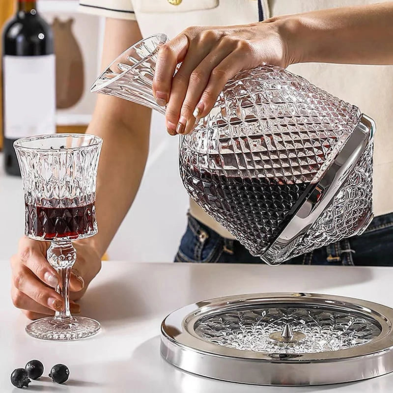 Luxury Crystal Glass 360° Rotating Wine Decanter