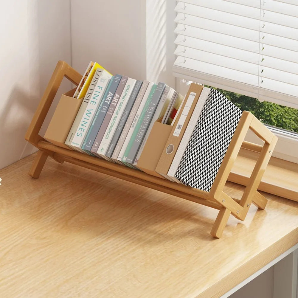 Elegant Bamboo Desktop Bookshelf Organizer