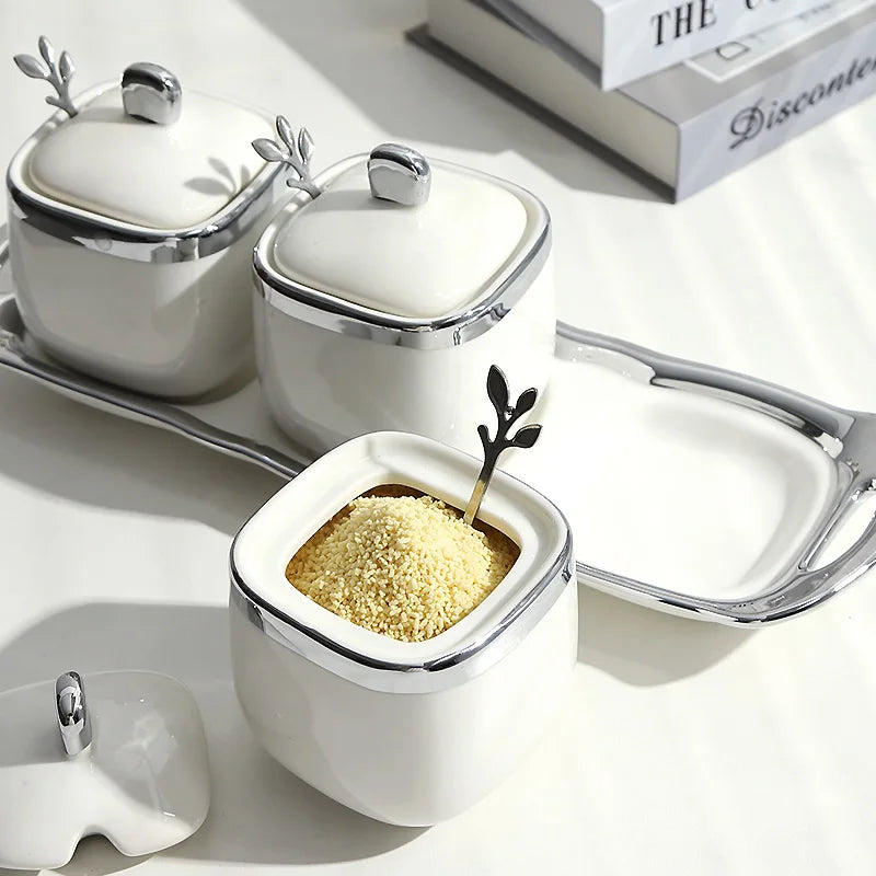 Elegant European Ceramic Seasoning Jar Set