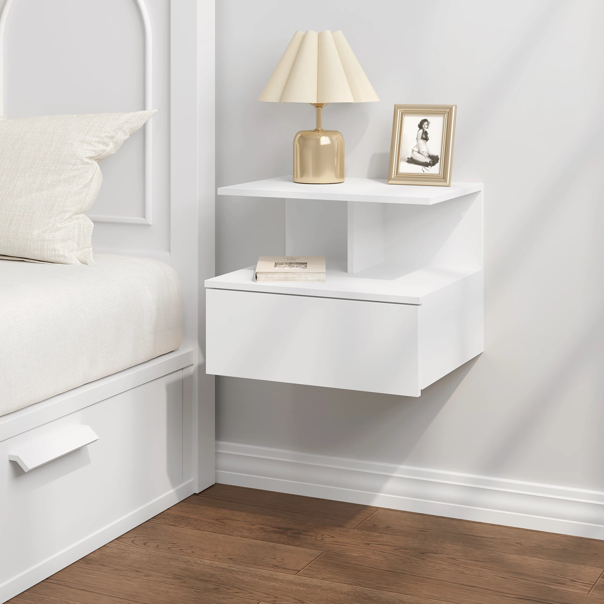 Sleek Floating Bedside Table with Drawer