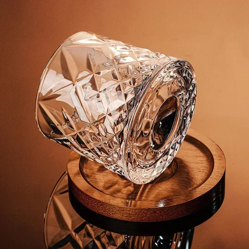 Elegant Rotating Crystal Whiskey Glass